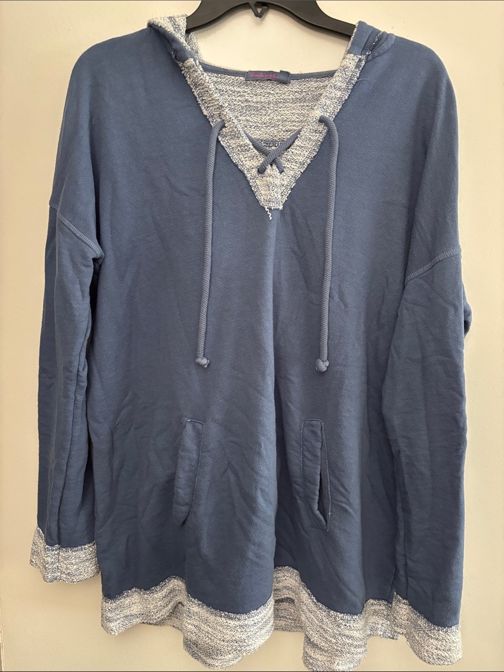Fresh Produce Blue and White Marled Knit Top